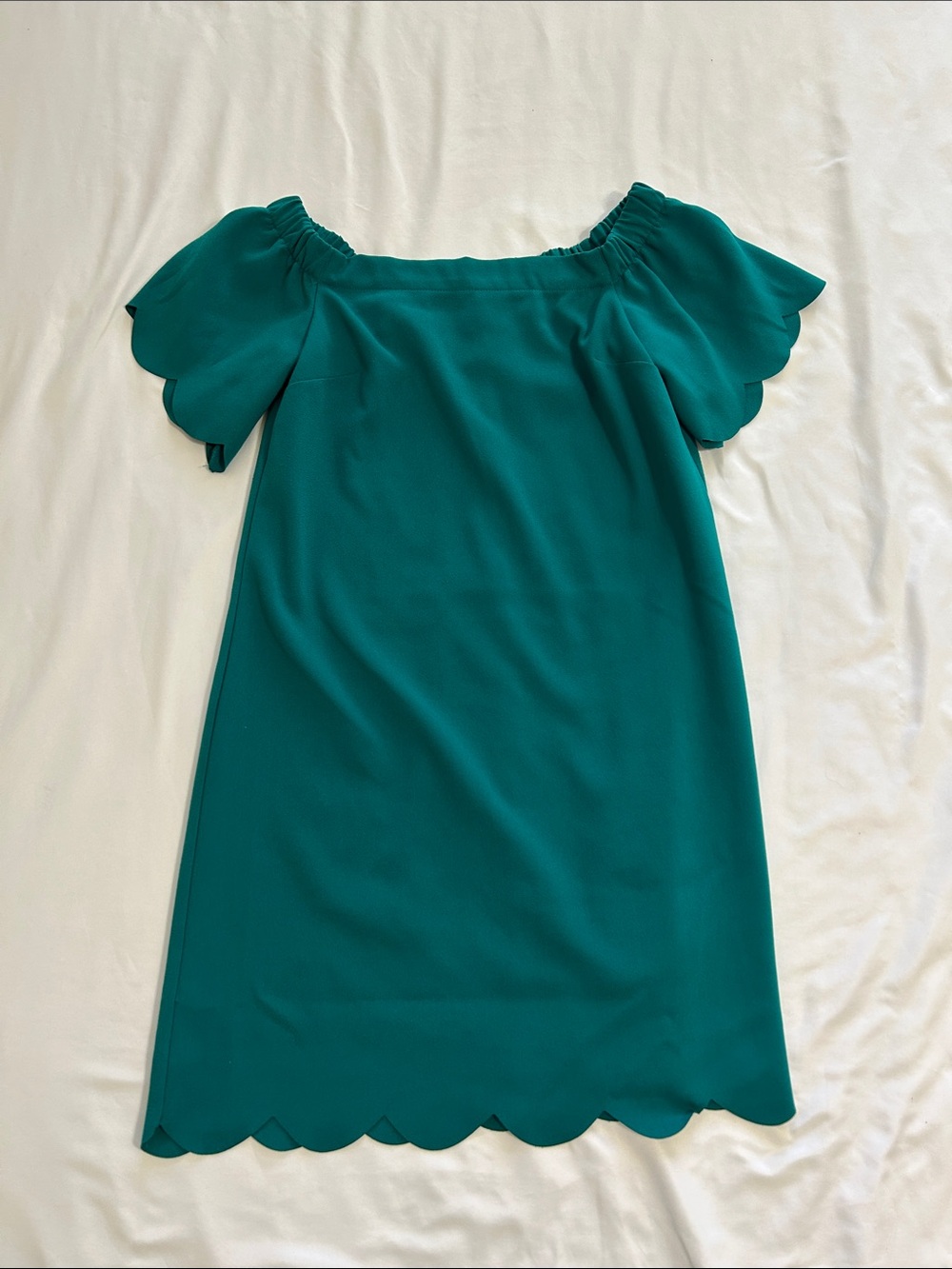 Teal Scallop Off-Shoulder Dress